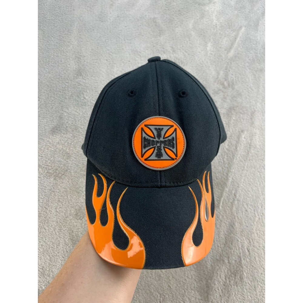 Choppers For Life Hat Cap Youth 100% Cotton Fire Adjustable Black Orange